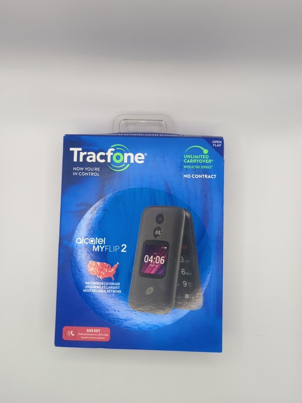 Tracfone TCL My Flip 2 4GB Black Prepaid Flip Phone Sealed With Top Up Card