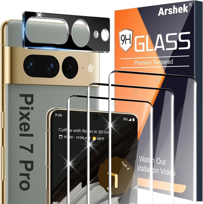 [3+1 PCS] Screen Protector for Google Pixel 7 Pro 9H Tempered Glass HD Clear Scr