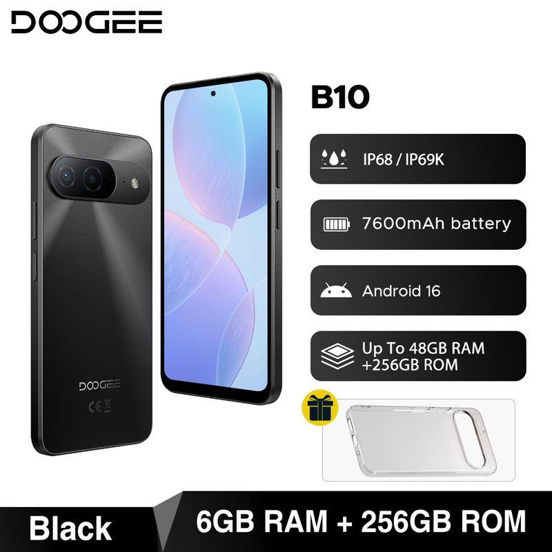 Unlock DOOGEE B10 4G LTE Rugged Smartphone Android 16 TWS Earbuds Outdoors IP68