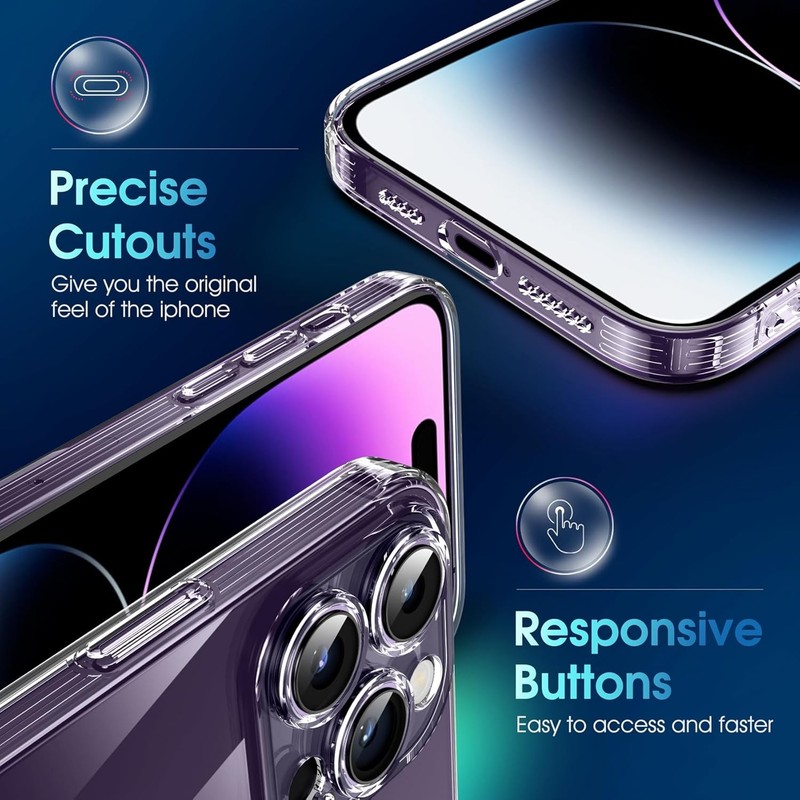 Crystal Clear Case for iPhone 14 Pro, Shockproof Protective Phone Case, 6.1 inch gallery