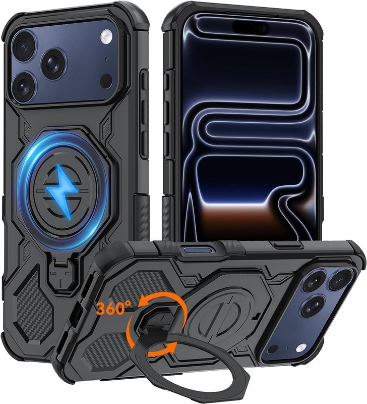 Magnetic for iPhone 17 Pro Max 6.9&Prime; Case, Full Body Rugged Case with Kickstand