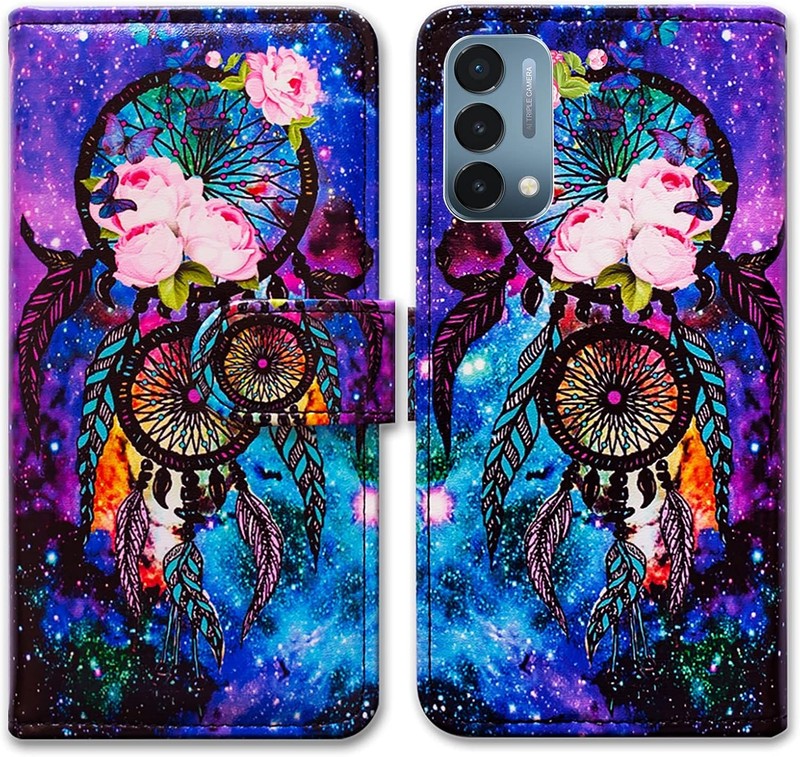 Case for OnePlus Nord N200 5G, Dream Catcher Galaxy Sky Leather Flip Wallet Cove