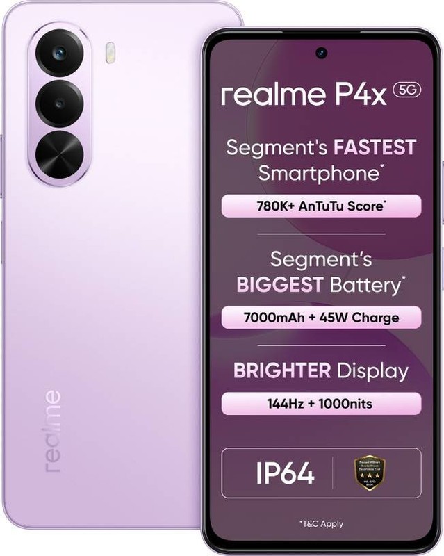 realme P4x 5G Factory Unlocked Dual SIM 8GB RAM 256GB Storage-7000 mAh Battery