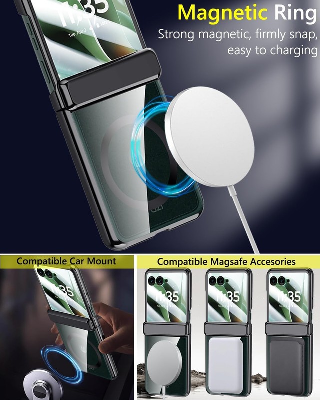 Crystal Clear Black Case for Motorola Razr 2024/2025, Magnetic Protection Cover gallery