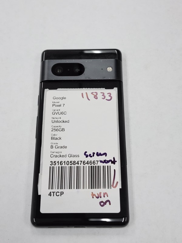 DEFECTIVE - Google Pixel 7 - 256GB - Obsidian - Unlocked - GVU6C - 11833 gallery