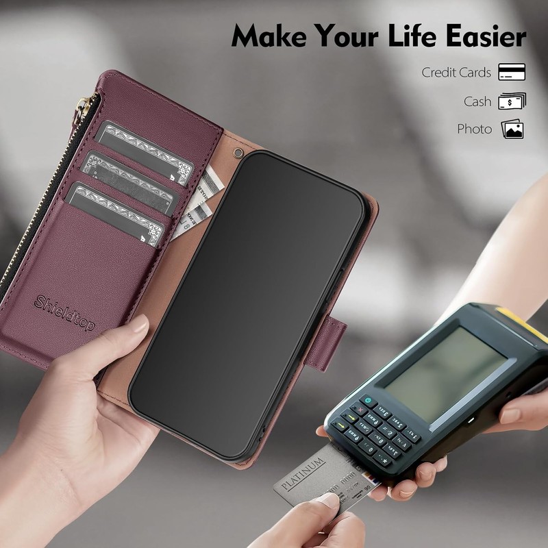 RFID Blocking PU Leather Flip Wallet Case for Google Pixel 9 5G, Card Holder, Wi gallery