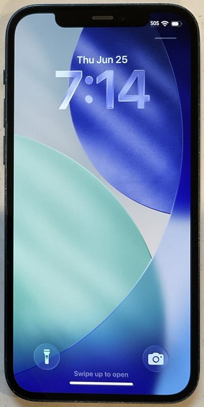 USED BLUE GSM UNLOCKED iPhone 12, 256GB A2172 MGFJ3LL/A, 91% BATTERY iOS 26.0.1