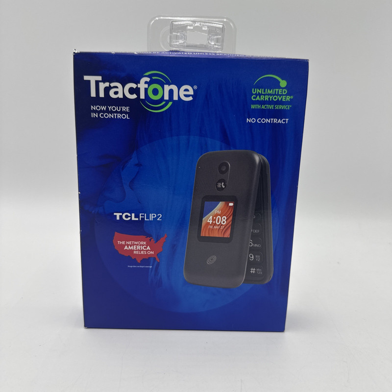 Tracfone TCL Flip 2 Prepaid Phone 8GB Black Locked to Trac Brand New Sealed Box