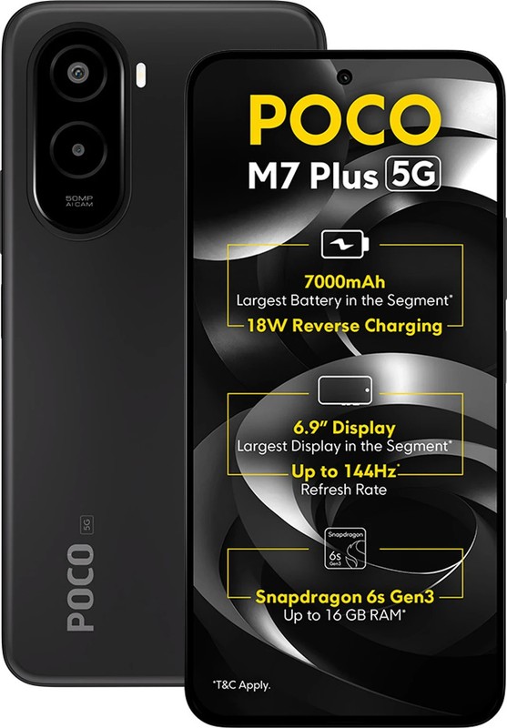 POCO M7 Plus 5G (Black, 128GB 4GB RAM) Snapdragon 6s Gen 3 5G Global Version