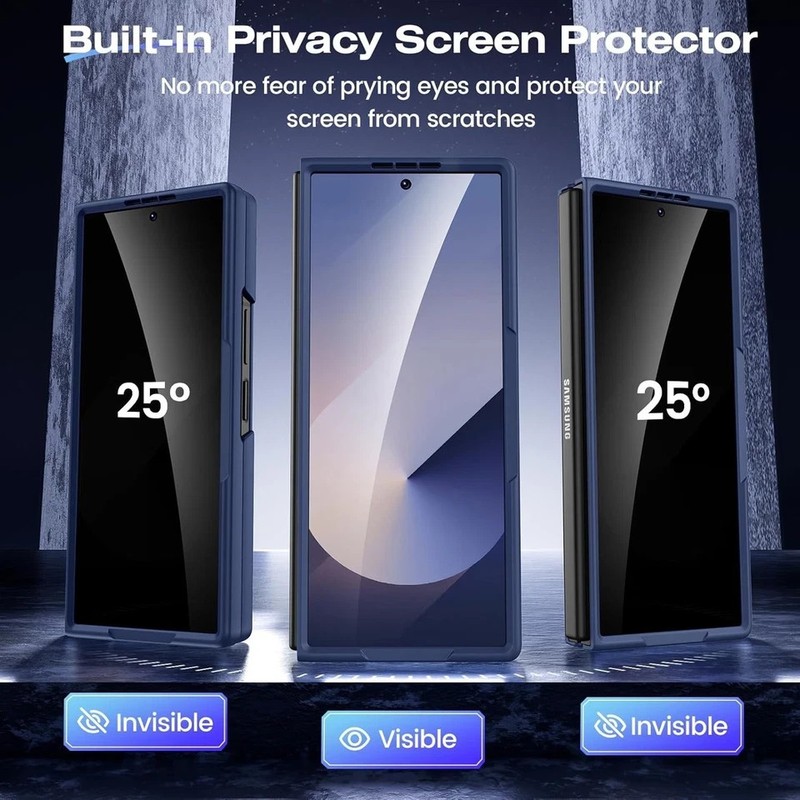 Samsung Galaxy Z Fold 6 Case with Magnetic Hinge & Kickstand – 4-in-1 Blue gallery