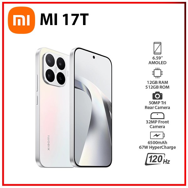 (New) Xiaomi 17T 5G 12GB+512GB WHITE Dual SIM Unlocked Android Cell Phone