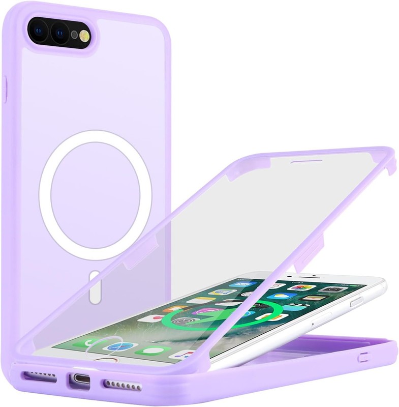 Case & Screen Protector for iPhone 8 Plus & 7 Plus Slim Shockproof Cover Purple
