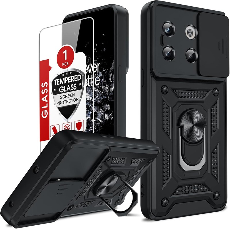 OnePlus 10T Case 5G / OnePlus Ace Pro Case, Black, Heavy Duty Shockproof Funda