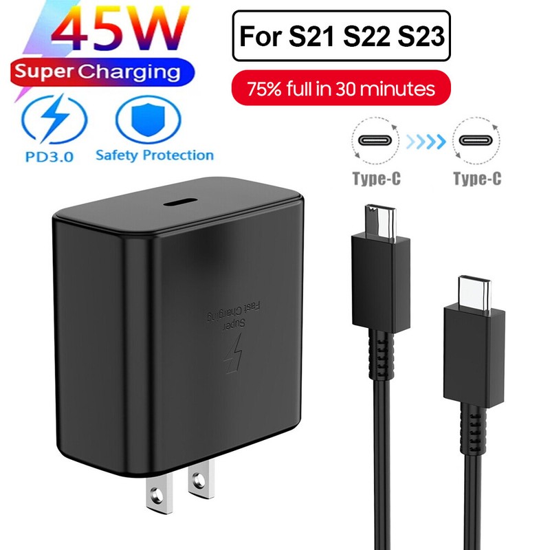 45w Type USB-C Super Fast Wall Charger+6FT Cable For Samsung Galaxy S25 S24 S23