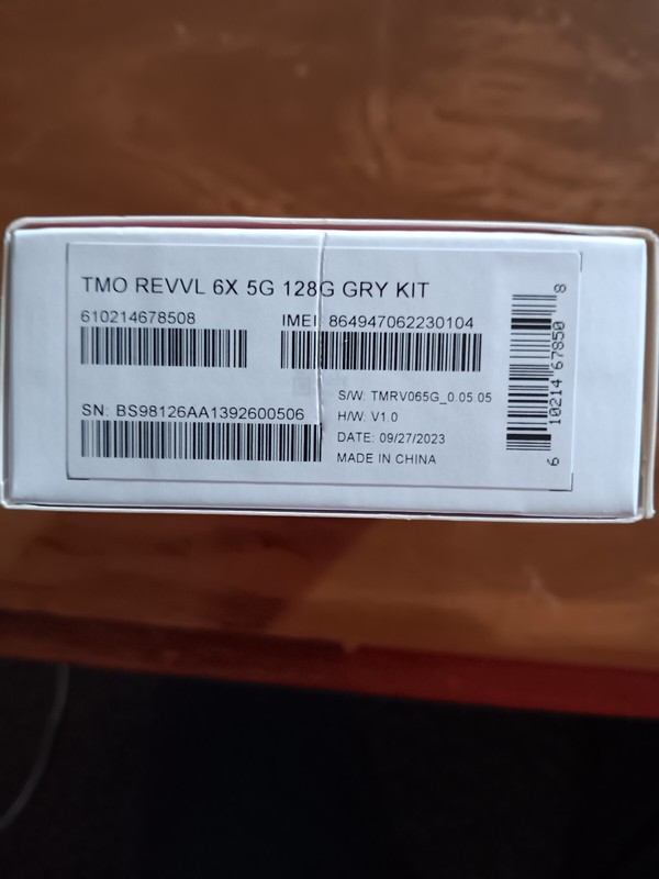 T-Mobile Revvl 6X 5G ( Base model ) 128GB Grey. Used 3 days and didn&rsquo;t like.