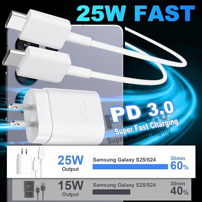 25W Power Adapter 6ft Fast Charger Cable For Samsung Galaxy S21 Plus S20 FE 5G gallery