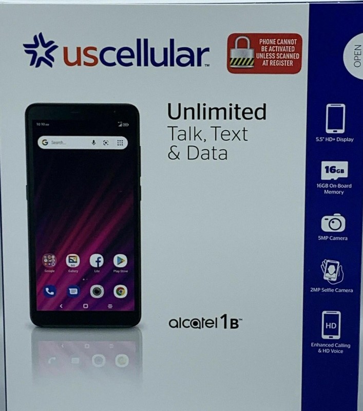 US Cellular Alcatel 1B 5.5&Prime; HD+ Display 16GB Prepaid Phone NEW