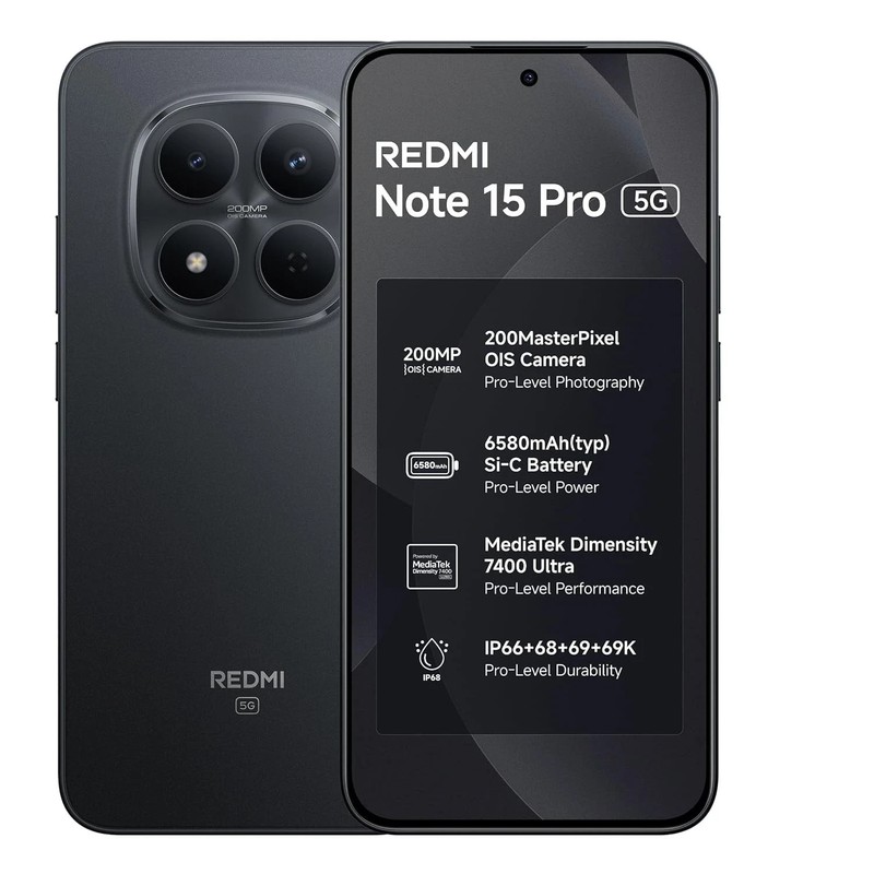 REDMI Note 15 Pro 5G ( Black, 8GB+256GB) Dimensity 7400-Ultra Global Version