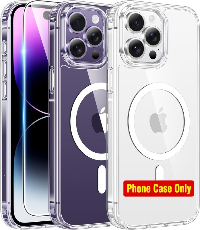 iPhone 14 Pro Case: Clear Magnetic Phone Cases with Screen Protector Slim Rugged