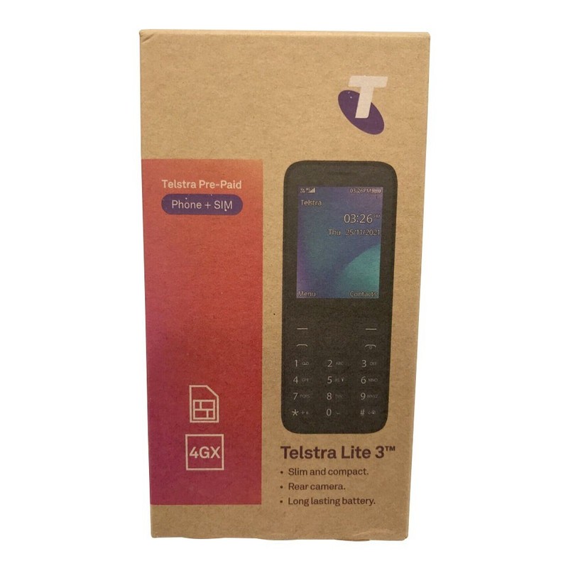 TELSTRA LITE 3 4GX PREPAID ALCATEL 3080T SLIM COMPACT BLUETICK PUSH BUTTON PHONE