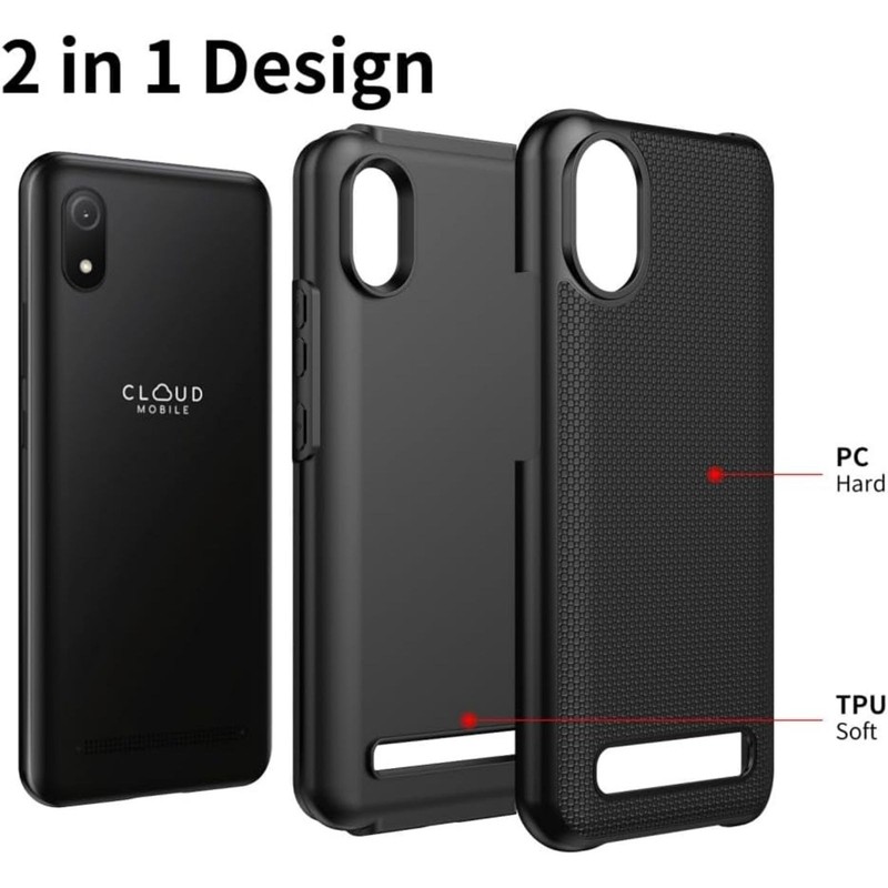 Cloud Mobile Stratus C8 Phone Case with Screen Protector, Heavy Duty Black Cover gallery