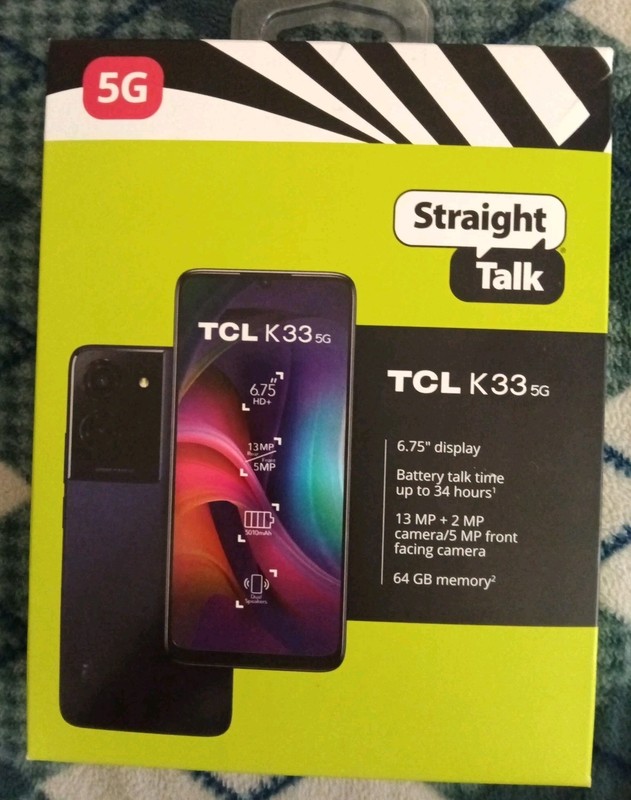 TCL K33 5G, 64GB, Black Straight Talk Wireless Smartphone
