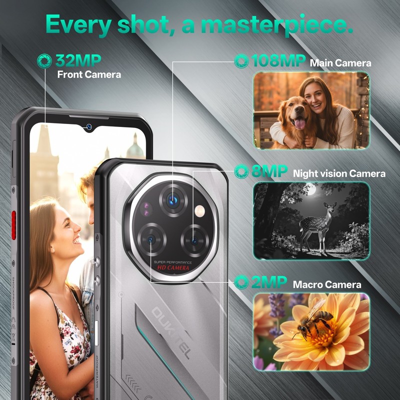 OUKITEL WP62 Rugged Smartphone 5G 36(12+24)GB+512GB/2TB 108MP 11000mAh Silver gallery