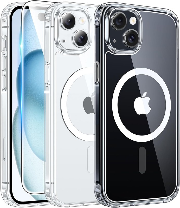 iPhone 15 Case Clear: iPhone 14/13 Case Magnetic Phone Cases with Screen Protect
