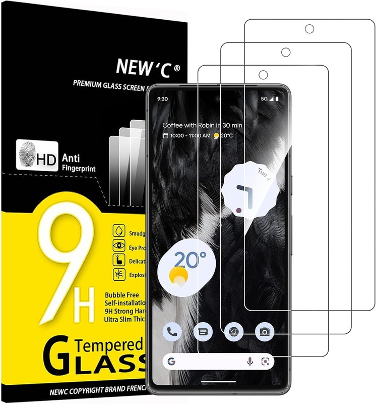 3 Pack Tempered Glass Screen Protectors for Google Pixel 7, Scratch Resistant, C
