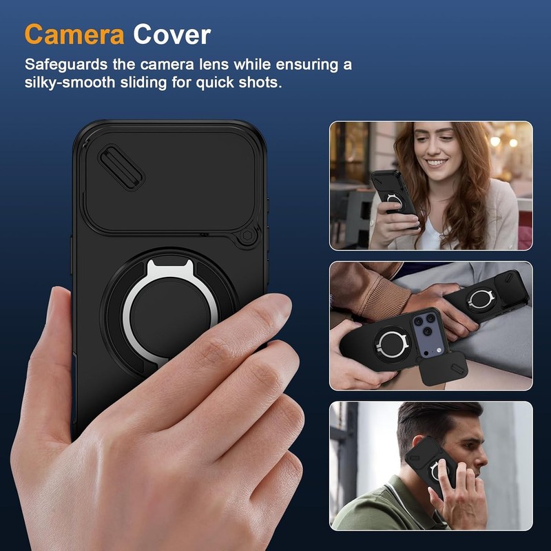 iPhone 17 Pro Max Case with Phone Grip Holder Adjustable Kickstand & Camera Slid gallery