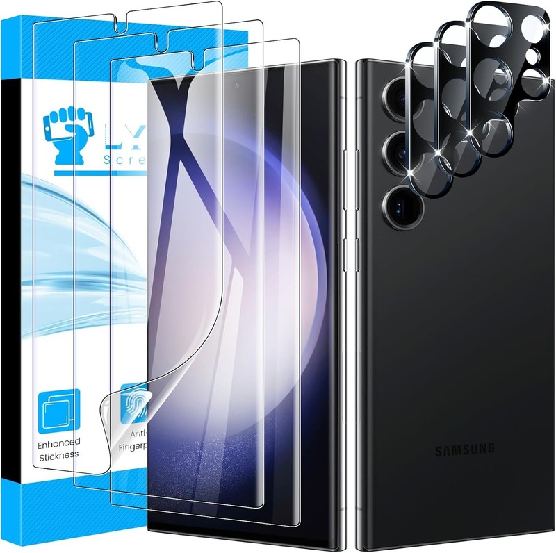 [3+3 PCS] Screen Protector & Camera Lens Protector for Samsung Galaxy S23 Ultra
