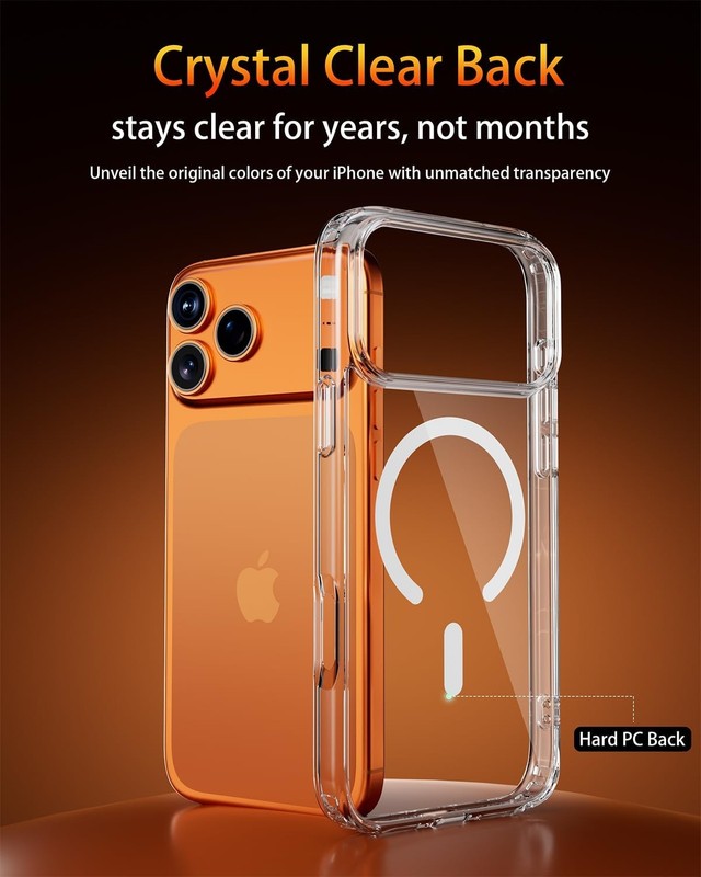 Clear Magnetic Slim Case for iPhone 17 Pro Max, Shockproof, Anti-Yellowing, Full gallery