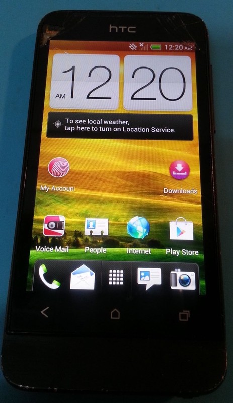 HTC One V – 4GB – Black (Virgin Mobile) Cracked Bad Touch Screen Bad Nav Buttons