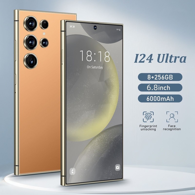 I24 Ultra Smartphone - 6.8" HD Display, 256GB, 8GB RAM, Unlocked, Orange