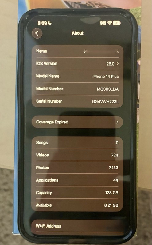 Apple iPhone 14 Plus 128GB Black iOS Smartphone 12MP Bar MQ3R3LL/A