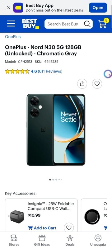 Bricked OnePlus Nord N30 – 128 GB – Chromatic Gray (Unlocked)