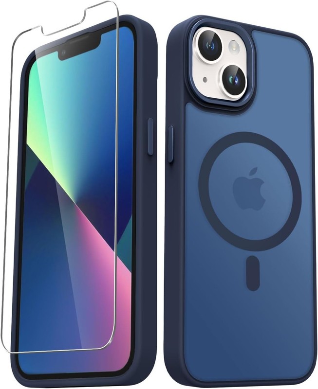 iPhone 14 Case, iPhone 13 Case, Matte Magnetic Slim Phone Cover, Black