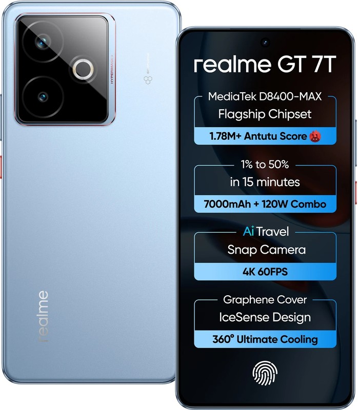 realme GT 7T (Blue, 512 GB) (12 GB RAM) Dimensity 8400-MAX Octa Core Processor
