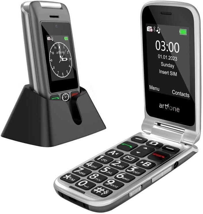 New – artfone G6 Flip Phone for Seniors, 4G Unlocked Basic Phone (Gray)