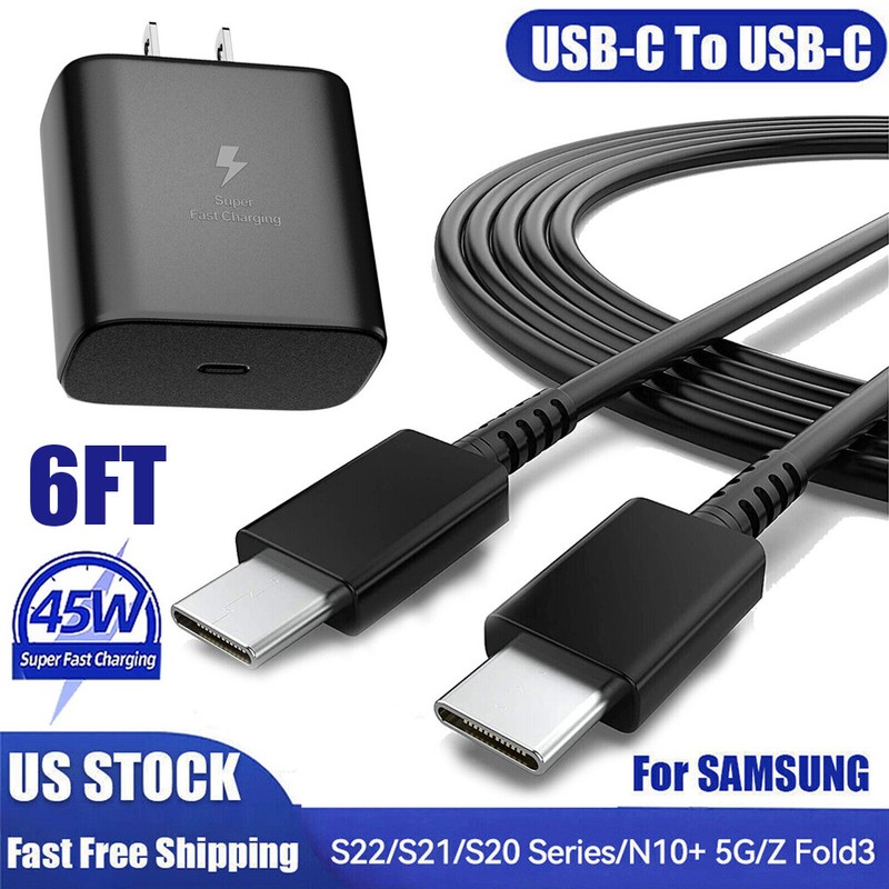 45W Type USB C Super Fast Wall Charger+6ft Cable For Samsung Galaxy S22 S23 S21+