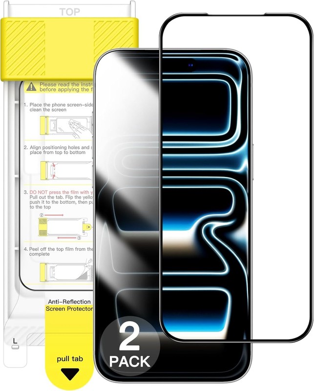 2PCS Full Coverage Screen Protector for iPhone 17 Pro Max 6.9 Inch Anti-Fingerpr