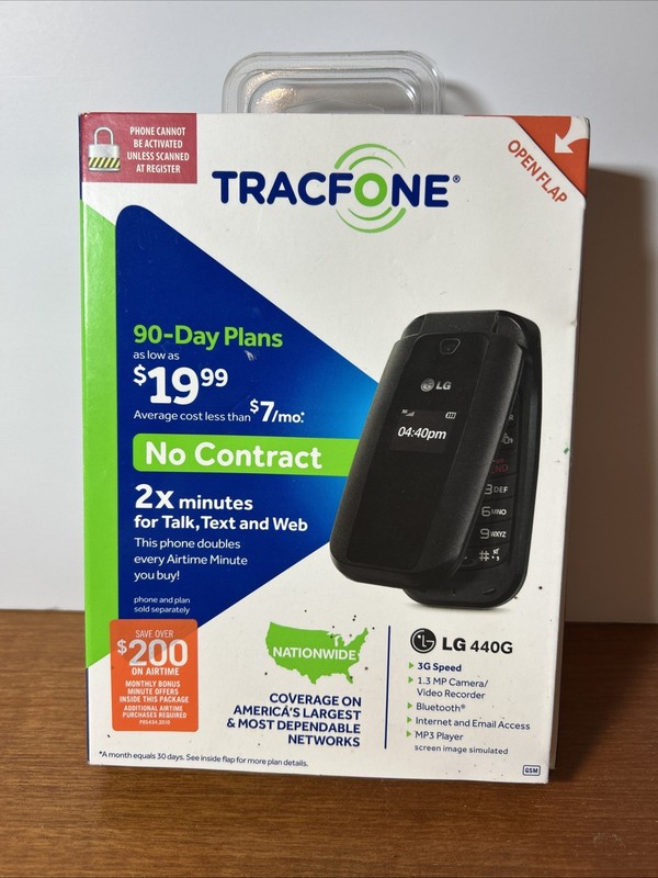 LG 440G (TracFone) Wireless Flip Phone – Black 3G Flip Phone