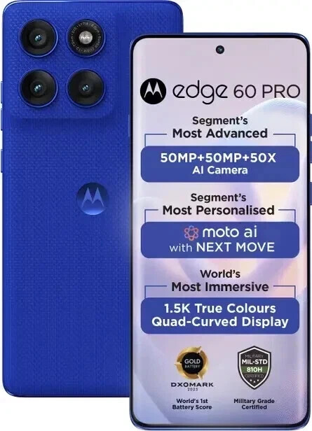 MOTOROLA Edge 60 Pro 5G-Factory Unlocked Dual SIM-12GB 256GB-Dazzling Blue
