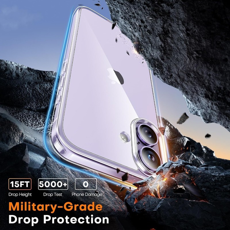 iPhone 17 Case, Anti-Yellowing Clear with Screen Protector, Shockproof Slim Desi gallery