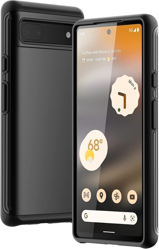 Case for Google Pixel 6a 6.1-Inch 2022, Dual-Layer Shockproof Phone Cover (Black