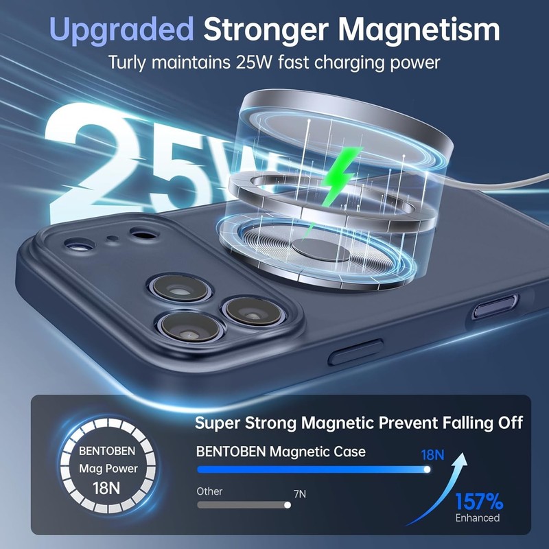 Translucent Matte Slim Shockproof Magnetic Case for iPhone 17 Pro Max 2025 Deep gallery