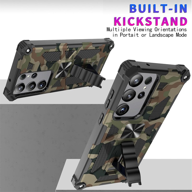 Samsung Galaxy S24 Ultra Case Rugged Camo Men Army Green | Military Grade Drop P gallery