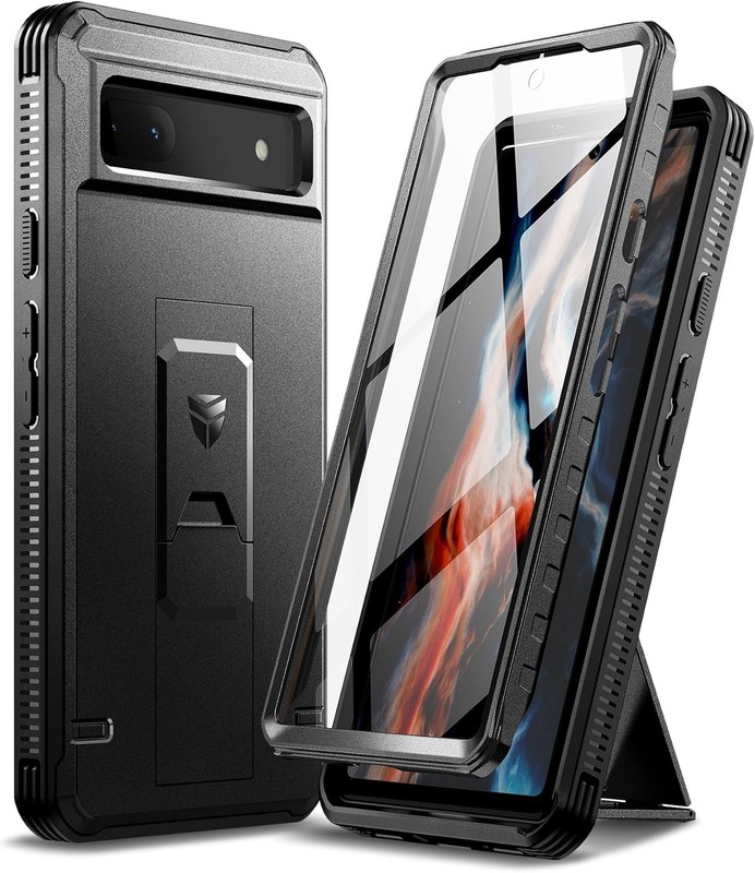 Full Body Case for Google Pixel 6A, Heavy Duty Military Grade Protection, Black