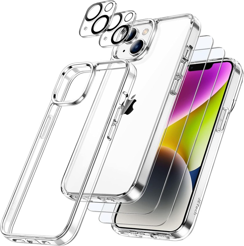 5 in 1 Case for iPhone 14 6.1-Inch with 2-Pack Screen Protector and Camera Lens