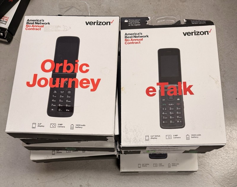LOT OF 11PCS VERIZON PREPAID ETALK F019/ORBIC JOURNEY RC2200L 4G LTE FLIP PHONE